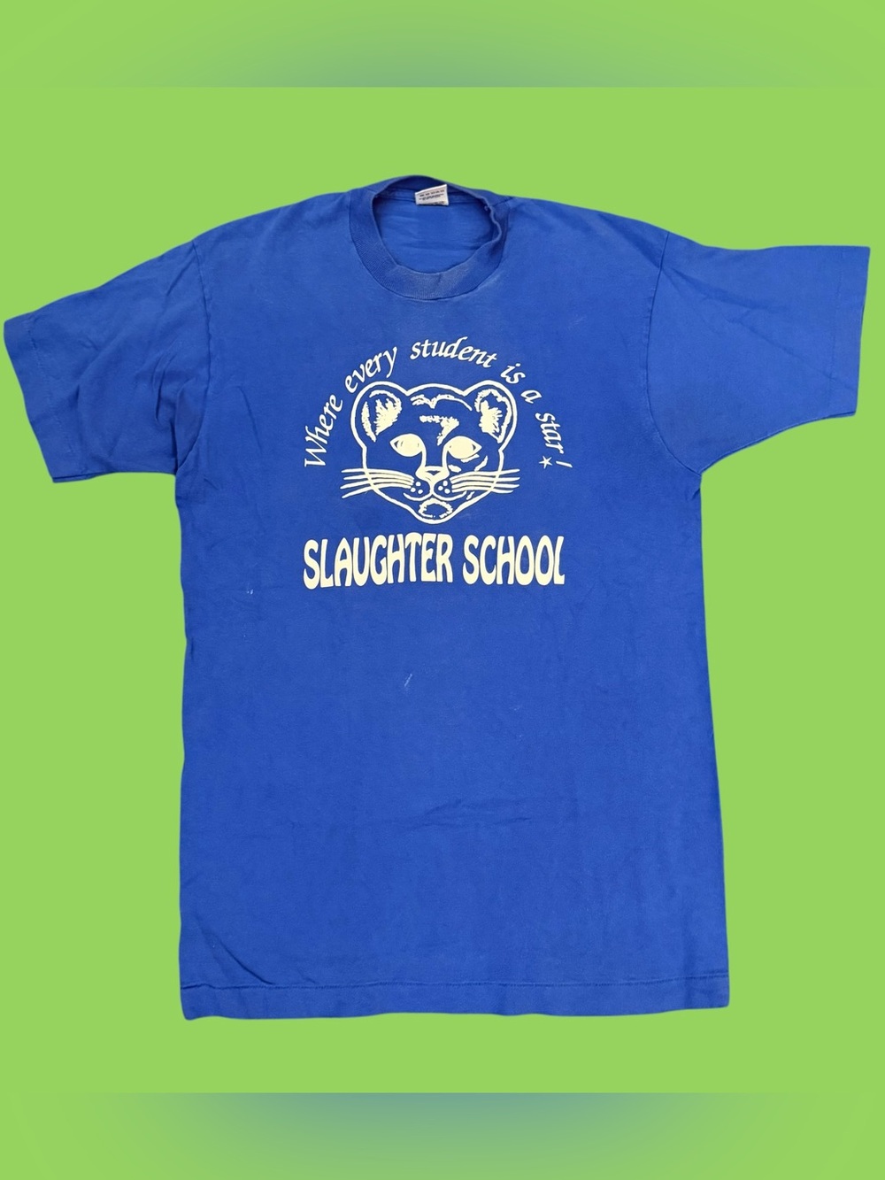 Vintage 80s Single Stitch Texas Slaughter School Shirt Large Fits Medium Blue